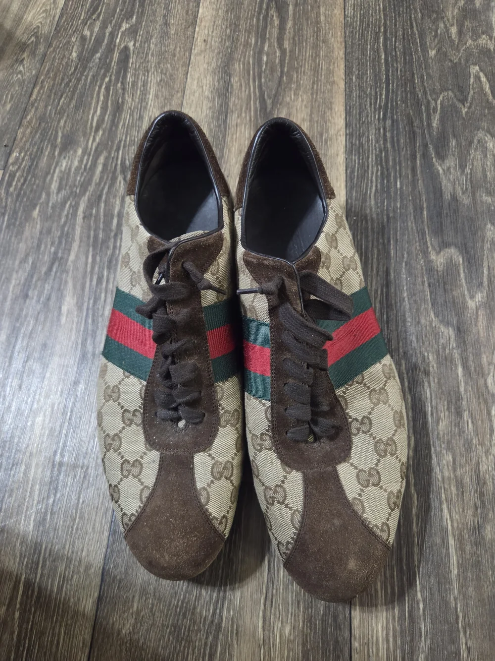 Gucci Men’s Brown GG Canvas Stripe Sneaker